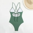 thumbnail image 6 of successthop Full Coverage Swimsuits for Women Green One Piece Bathing Suits Thong V Neck with Padded Bras Solid Swimwear Beachwear XL, 6 of 7