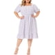 thumbnail image 2 of Vestido midi de camisa con cintura fruncida y mangas cortas con volantes para mujer de tallas grandes Agnes Orinda 1X púrpura, 2 of 6