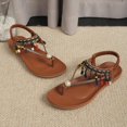 thumbnail image 6 of Wensltd Beach Flat Flip Flop for Women Bohemian Sandals Casual Summer Outdoor Vacation Daily Walking Shoes Brown, 6 of 9