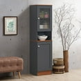 thumbnail image 4 of Contemporary Home Living 63" Gray and Beige Rectangular Enclosed Storage Kitchen Pantry with Doors, 4 of 4