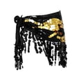 thumbnail image 2 of Pañuelo de cadera para danza del vientre, disfraz con lentejuelas y falda con borlas para fiesta en club, mujeres y niñas Oro negro, 2 of 8