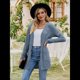 thumbnail image 5 of Cárdigan de Punto Suave para Mujer, Moda Otoño 2025, Abrigo de Larga Abierto con Bolsillos. Azul L, 5 of 9