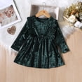 thumbnail image 4 of KYAIGUO Infant Toddler Girls Long Sleeve Velvet Dresses for Girls,Baby Dresses Kids Spring Fall Dress Party Gown Baby Kids Fall Winter Ruffle Long Sleeve Wedding Evening Dress 9M-4Years, 4 of 8