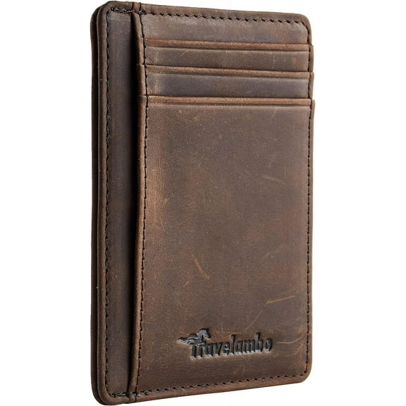 Slim Wallet Front Pocket Mimalist Leather RFID Blockg Medium Size
