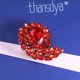thumbnail image 3 of Broche de traje de hoja roja con diamantes de imitación en forma de marquesa, joyería en tono rojo antiguo, 3 of 5