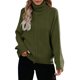 thumbnail image 1 of Gibobby Suéteres mujer, Suéter de cuello alto para mujer, de punto trenzado, de color sólido, de punto, para mujer(Verde,XG), 1 of 5