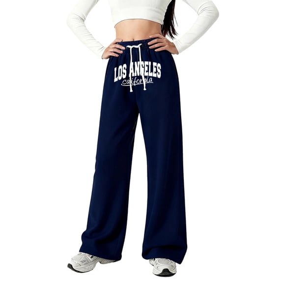 WAYUTE Girls Sweatpants Letter Printed Wide Leg Comfort Sports Athletic Trousers for Youth Stylish Casual Outings