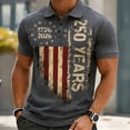 thumbnail image 4 of 250 Years America Shirt, 1776-2026 Fourth Of July Cotton T Shirt Short Sleeve Polo Shirts Grey Size L, 4 of 4