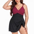 thumbnail image 2 of mgoYE Swimwear for Women 2026 Womens One Piece Swimsuit Tummy Control Bathing Suit Gold Metal Tie Knot 2026 Swim Dress(Wine,2XL), 2 of 4