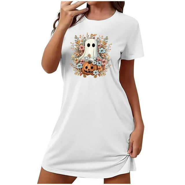 Camisón corto de talla grande para mujer, camisón de manga corta con estampado de pecho a la moda, camisón para mujer