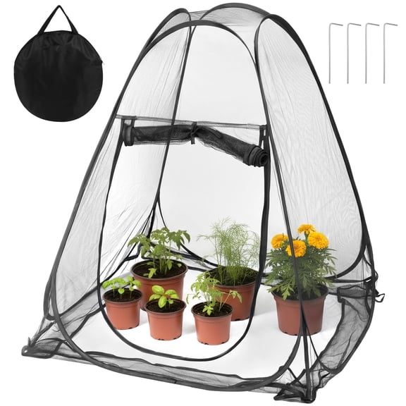Pop-Up Mesh Plant Cover with Stakes, Foldable Plant Netting Guard Tent, Breathable Protective Plant Cage for Vegetables Fruits Flowers, Garden Plant Protection Cover from Animals