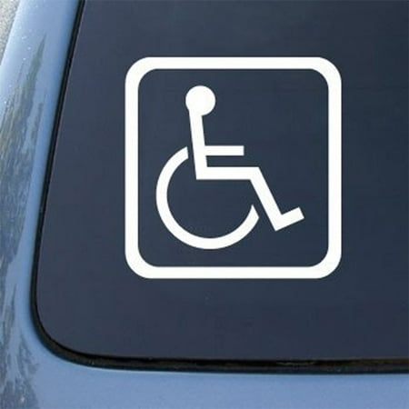 Handicapped Vinyl Cut Decal With No Background | 5 Inch White Decal | Car Truck Van Wall Laptop
