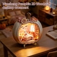 thumbnail image 4 of Pink Pumpkin Shaped 2D Wooden Ornament with LED Light, Mini Ghost Room Scene Woodcraft, Cute Pastel Halloween Desktop Decor for Tiered Tray, Shelf, Fall Home Party Decoration, 4 of 5