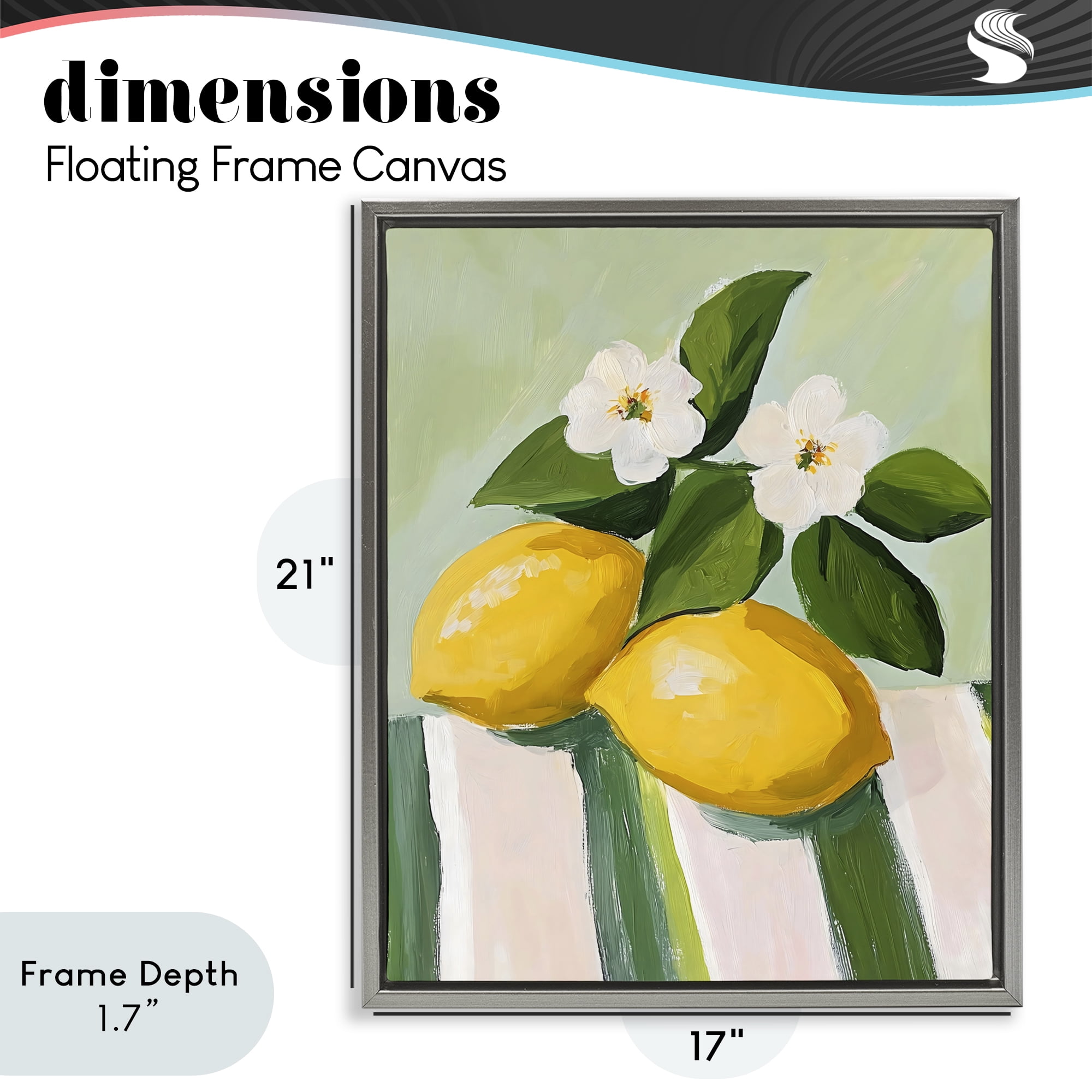 Stupell Industries Lemons And Daisies on Tablecloth Gray Framed Floater Canvas Wall Art, design by The Prints Vibe
