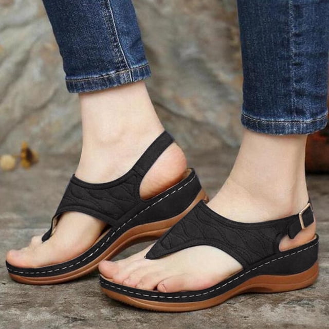 Sandalias ortopédicas AURIGATE para mujer con soporte de arco, cómodas chanclas con hebilla y correa para el verano, sandalias informales con cuña.