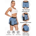 thumbnail image 4 of Womens Workout 2 in 1 Waistband Pants Double-LayerYoga Running Shorts Fitness Workout Pants with Pockets, 4 of 6