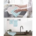 thumbnail image 5 of Blue Plaid Kitchen Dish Towels for Drying Dishes Set of 3, Farmhouse Buffalo Check Stripes Modern Geometric Waffle Weave Microfiber Hand Tea Bathroom Towels Quick Dry & Absorbent Towel 12x12, 5 of 7
