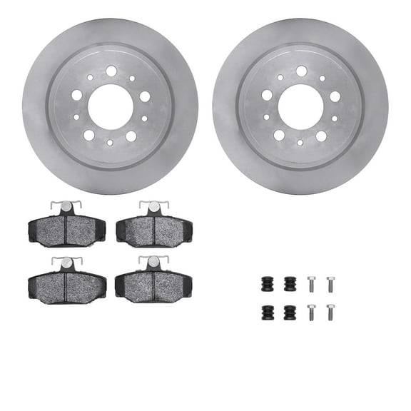 Dynamic Friction Company Rear Brake Rotors with 5000 Euro Ceramic Brake Pads includes Hardware 6612-27107
