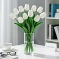 thumbnail image 5 of HYG White Tulips Artificial Flowers 20 Pcs 13'' Real Touch Tulips Flowers Fake Tulips Flowers Realistic Plastic Flowers Bouquet for Wedding Bridal Party Bouquet Decoration, 5 of 8
