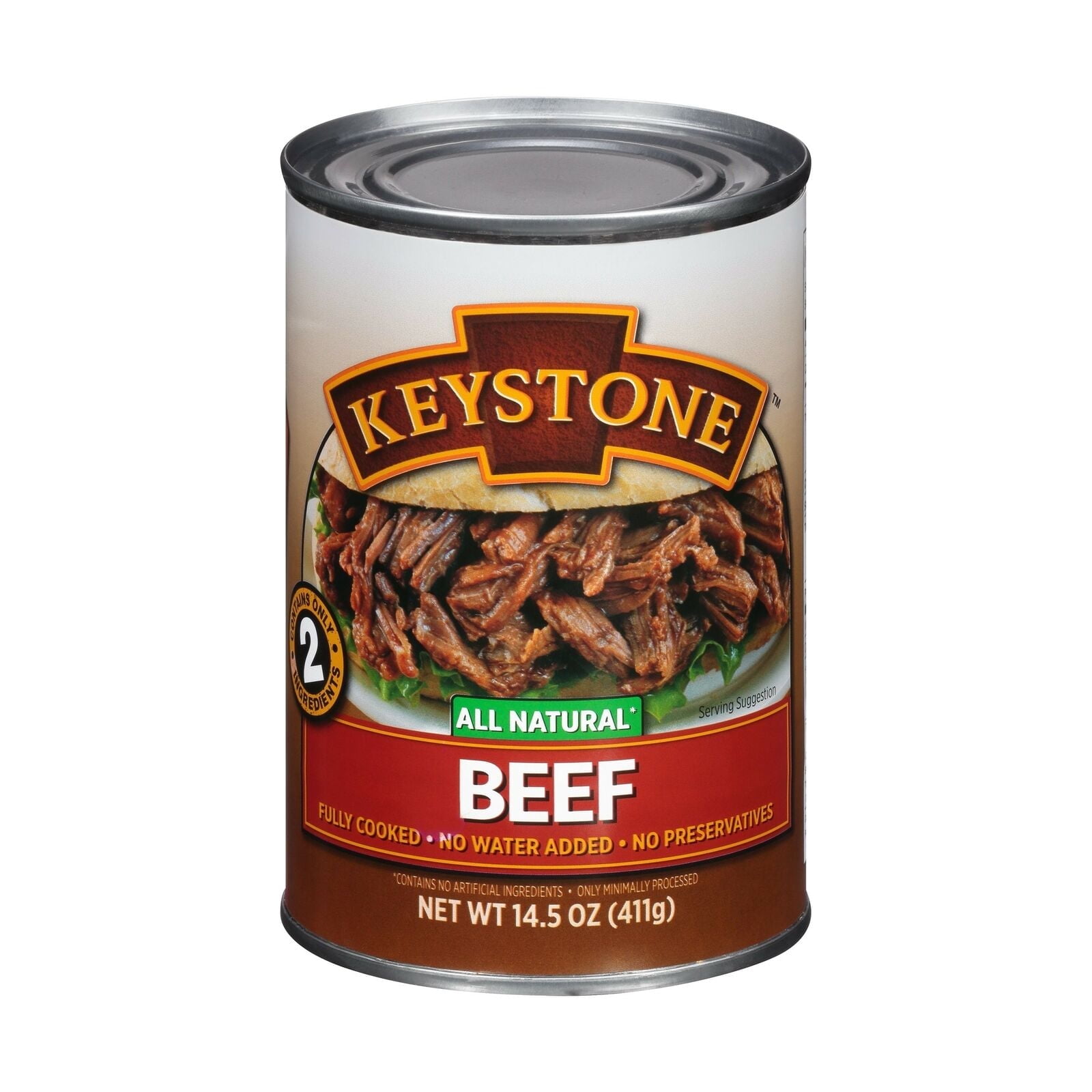 (2 Pack) Keystone All Natural Beef 14.5 oz Can Emergency Survival Food For Camping Hiking and Backpacking Ready to Eat- Pack of 2 Cans