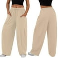 thumbnail image 3 of Pantalones Bombachos Holgados de para Mujer, Pantalones Casuales de Verano con Cordón, Ropa de Viaje con Bolsillos 2025 Albaricoque XL, 3 of 7
