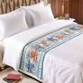 thumbnail image 3 of Blue Coastal Bed Runner for Twin Size Bed, Orange Starfish Coral Beach Nautical Vintage Soft Bedding Scarf Bedding Protector Slipcover Sofa Throw for Bedroom Hotel Guesthouse, 3 of 8