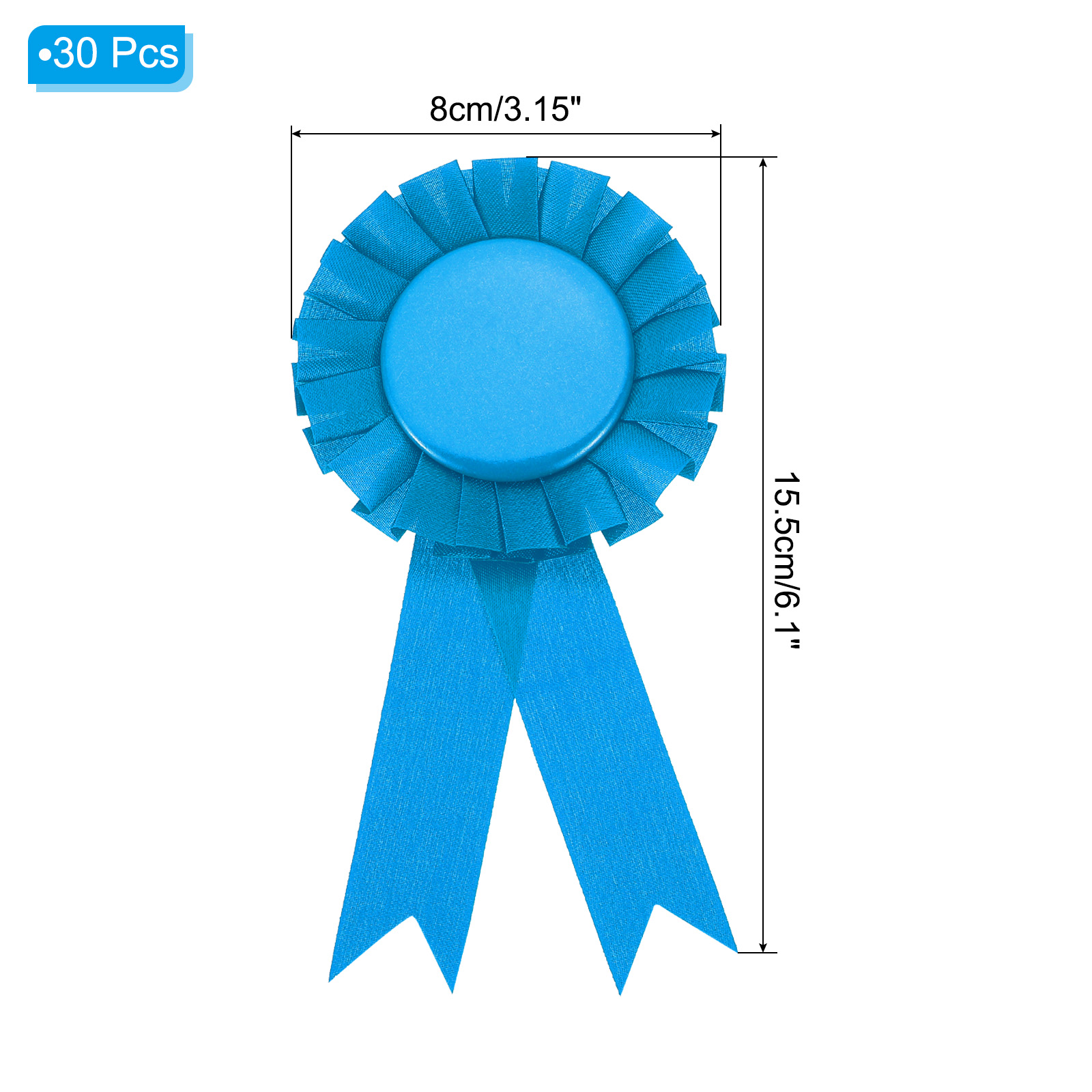 Uxcell 15.5 x 8 cm Polyester Blank Award Ribbon Prize Ribbon Award Medal Winner Ribbon for Parties 30 Pcs Lack Blue