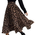 thumbnail image 2 of Falda Midi De Cintura Alta Con Diseño De Volantes Y Estampado De Leopardo Falda Elástica Informal Elegante Para Mujer Para Uso Diario, 2 of 6