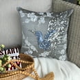 thumbnail image 4 of The HomeCentric Pillow Sham Covers, Gray European Sham&nbsp;Pillow Covers Pack of 2, 26x26 inch (65x65 cm), Silk Euro Sham Covers, Birds, Contemporary European Sham&nbsp;Covers Easter - Silver Birdy, 4 of 12
