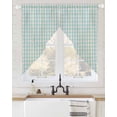 thumbnail image 2 of Blue Green Swag Valances for Windows, Grid Checkered Plaid Gingham Lattice Trellis Rod Pocket Sheer Valances for Large Windows, Swag Toppers Light Filtering for Kitchen Living Room 2 Panels 36''x63'', 2 of 6