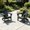 Black - 2 Chairs, variant on AUU Set of 2 Adjustable Folding HDPE Adirondack Chairs with Cup & Phone Holders – 3-Position Reclining All-Weather Outdoor Patio Seating for Lawn, Deck, or Poolside