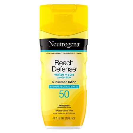 Neutrogena Beach Defense Water-Resistant Sunscreen Lotion with Broad Spectrum, Oil-Free and PABA-Free SPF 50, 6.7 fl. oz