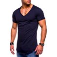 thumbnail image 1 of Sonducket Camiseta de algodón para hombre, camiseta de verano de manga corta lavable con cuello en V, camiseta adelgazante de Color sólido para Camisetas Azul oscuro METRO, 1 of 4