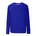 thumbnail image 5 of Qulqfy Crew Neck Sweatshirts for Women Ribbed Blue Long Sleeve Pullover Sweatshirts Plain Womens Fall Tops 3XL, 5 of 5