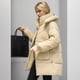 thumbnail image 4 of Gibobby Chamarra larga mujer invierno, Abrigos de invierno para mujer, chamarra largo con cierre, color liso, chamarra grande de piel sintética con capucha(Caqui,M), 4 of 5
