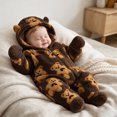 thumbnail image 6 of Maqroz Animal Print Boys Girls Fleece Jumpsuit Long Sleeve Hooded Romper Cute Cubby Graphic Loungewear with Zip, 6 of 8