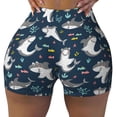 thumbnail image 2 of Balery Friendly Sharks Pantalones cortos de entrenamiento estampados para mujer, sin costuras, ajustados, para gimnasio, yoga, correr, deportes, ejercicio activo, fitness.-X-Large, 2 of 8