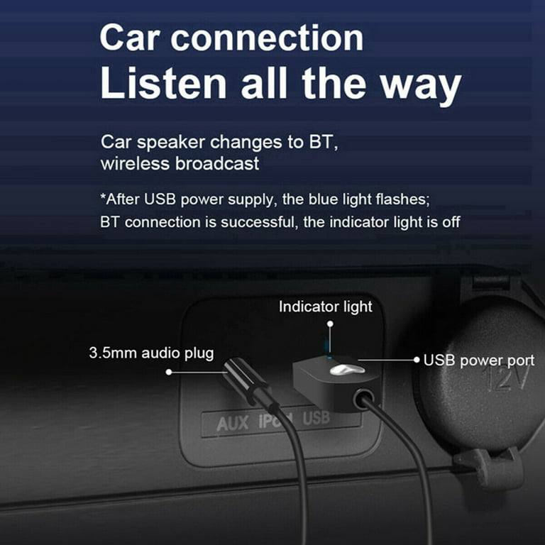 Wireless Bluetooth Music Adapter: Auto Stereo, Handsfree Speaker