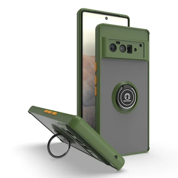 Matte Matte Finish Phone Case for Google Pixel 6 7 7A 8 Pro Shockproof Protection Anti Fall Magnetic with Ring Bracket Cover army green Google Pixel 6