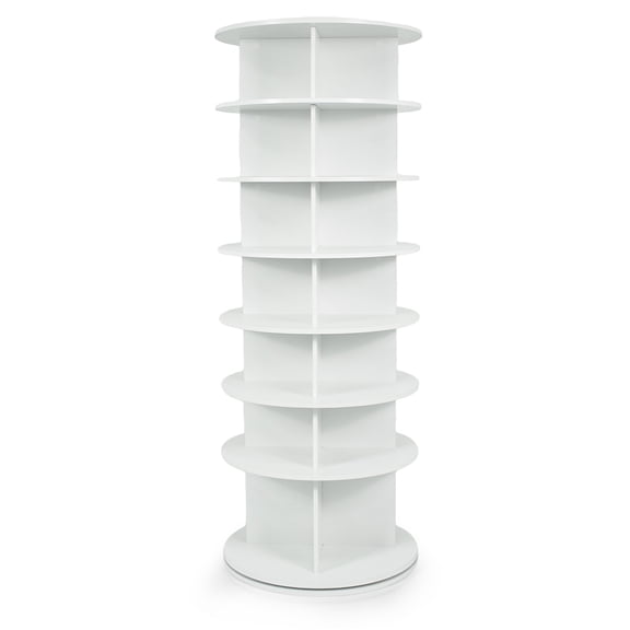 Costway 7-Tier Rotating Shoe Rack Tower with 4 Cubes Per Shelf for Hats, Bags & Books White