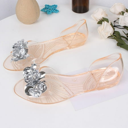 

Krdevn Sandals for Women 2024 Shoes Fish Mouth Flashing Diamonds Casual Fashion Jelly Shoes Beach Shoes Sandals -Rose Gold 39