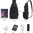 thumbnail image 2 of Bolso de hombro para hombre, bolso de pecho negro con puerto de carga USB y puerto para auriculares, mochila de viaje unisex, 2 of 5