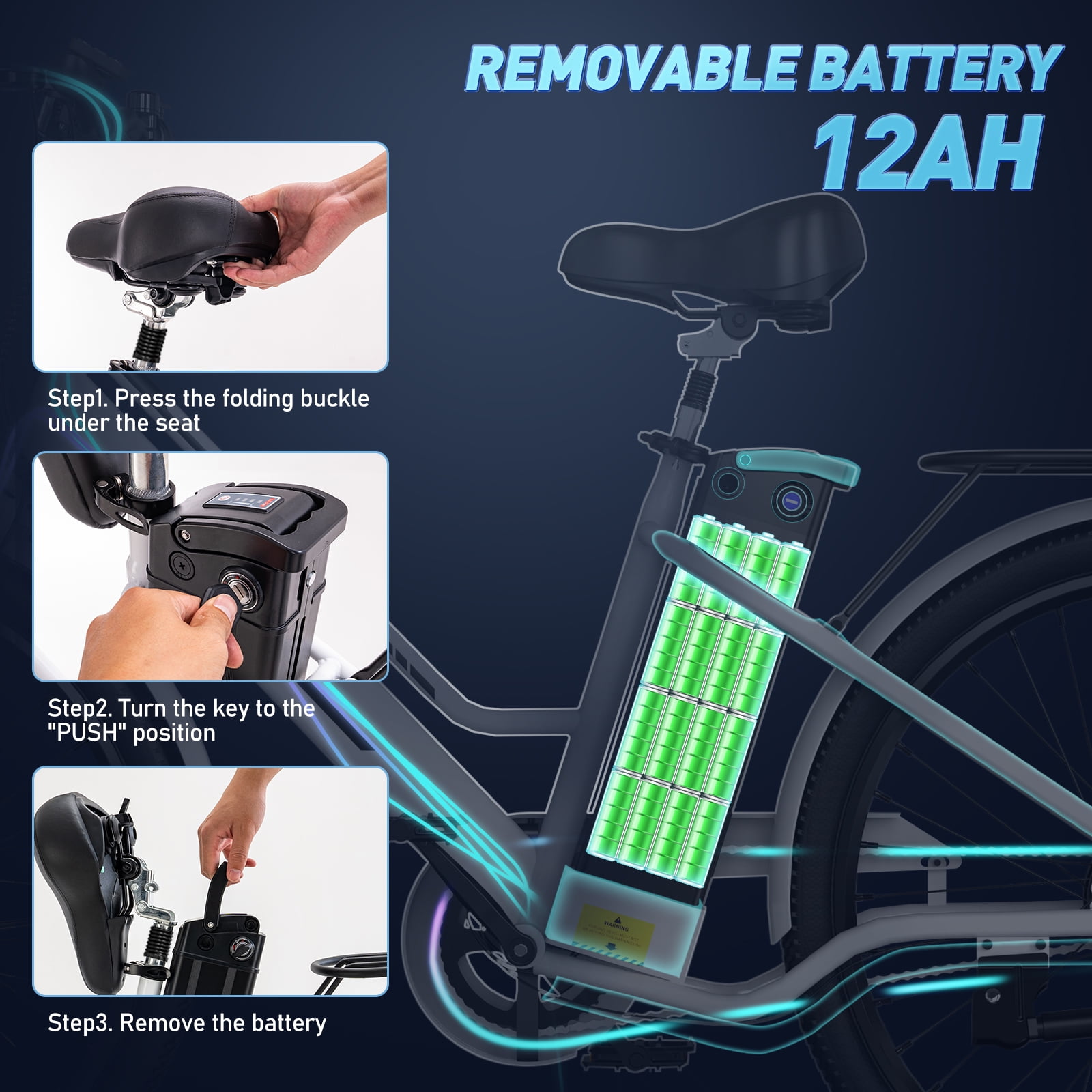 e♡ COLORWAY Electric Bike,500W/10.4Ah/36V Removable Battery E