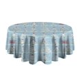 thumbnail image 5 of Blue Christmas Tree Pattern Round Tablecloth 60"x60",Wrinkle Wipeable Table Cloth for Kitchen Dining Room Picnic Patio Party, 5 of 6
