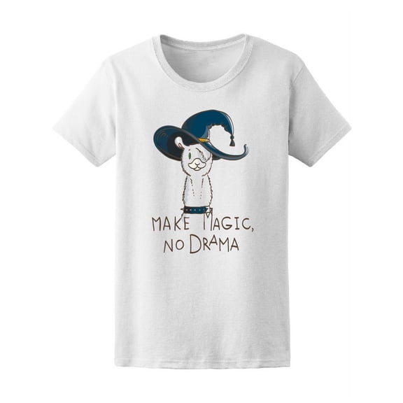 Make Magic No Drama Wizard Llama T-Shirt Women -Image by Shutterstock, Female x-Large