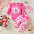 thumbnail image 2 of YDFCWXW Baby Girl's 3pc Frill Long Sleeve Romper Pant Set (Red, 0-3Months), 2 of 9