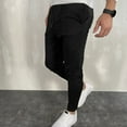thumbnail image 4 of OSOLU Solid Color Men's Zipper Casual Thin Sports Sweatpants Breathable No Elasticity Trousers Pockets Pants Everyday Comfort Versatile Bottoms, 4 of 6