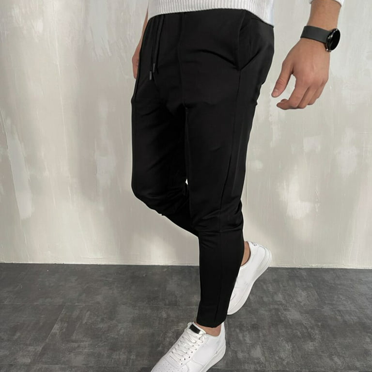 CAICJ98 Work Pants For Men Men's Lightweight Jogger Pants Workout Running  Pants Tapered Joggers for Men with Zipper Pockets Black,M