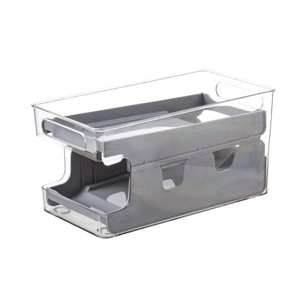 Xihbxyly Organizador de Refrigerador, Estante Rodante Automático de Doble Capa, Contenedor Transparente para Bebidas, Diseño de Fácil Acceso, Versátil para Bebidas y Verduras, Esencial para Cualquier