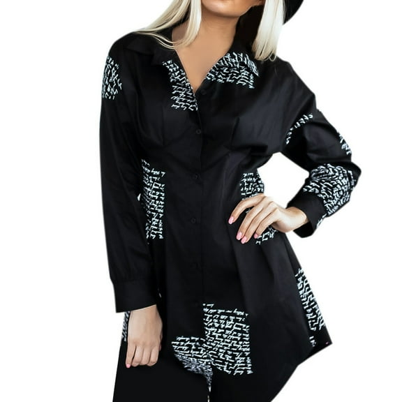 Ichuanyi Summer Dresses Fashion Women Plus Size Turn Down Collar Letter Print Buttons Mini Shirt Dress